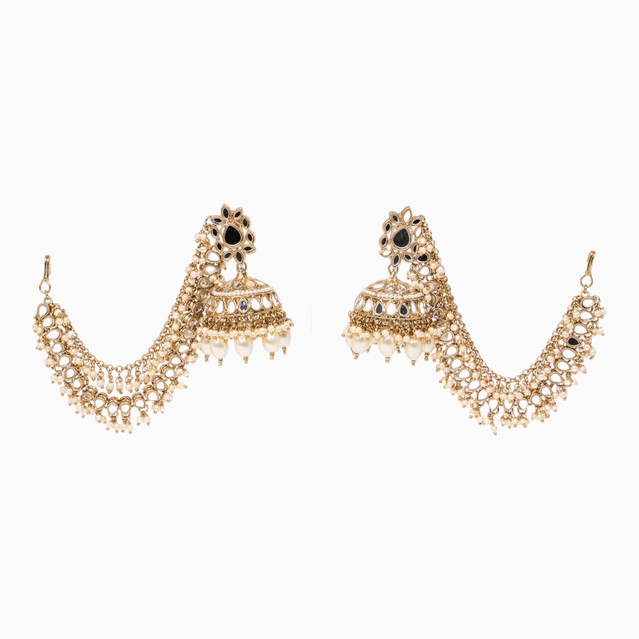 Mirror Jhumkie Earrings with Chain