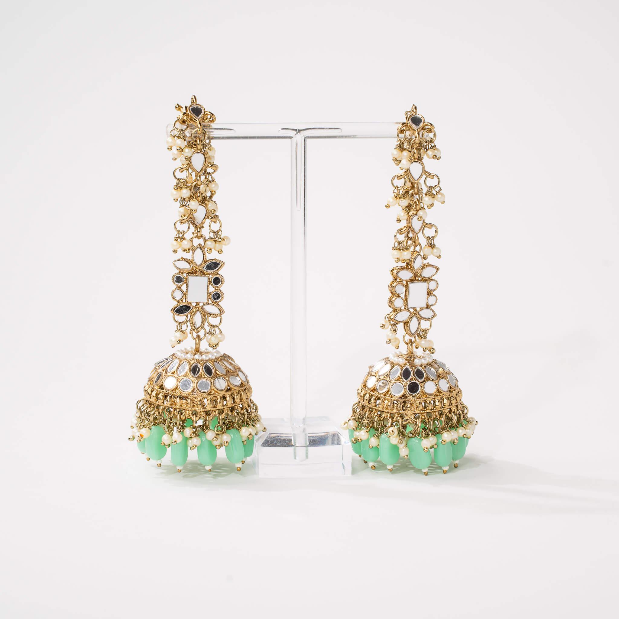 Ameerah Mirror Jhumkie Earrings - MAHARANI