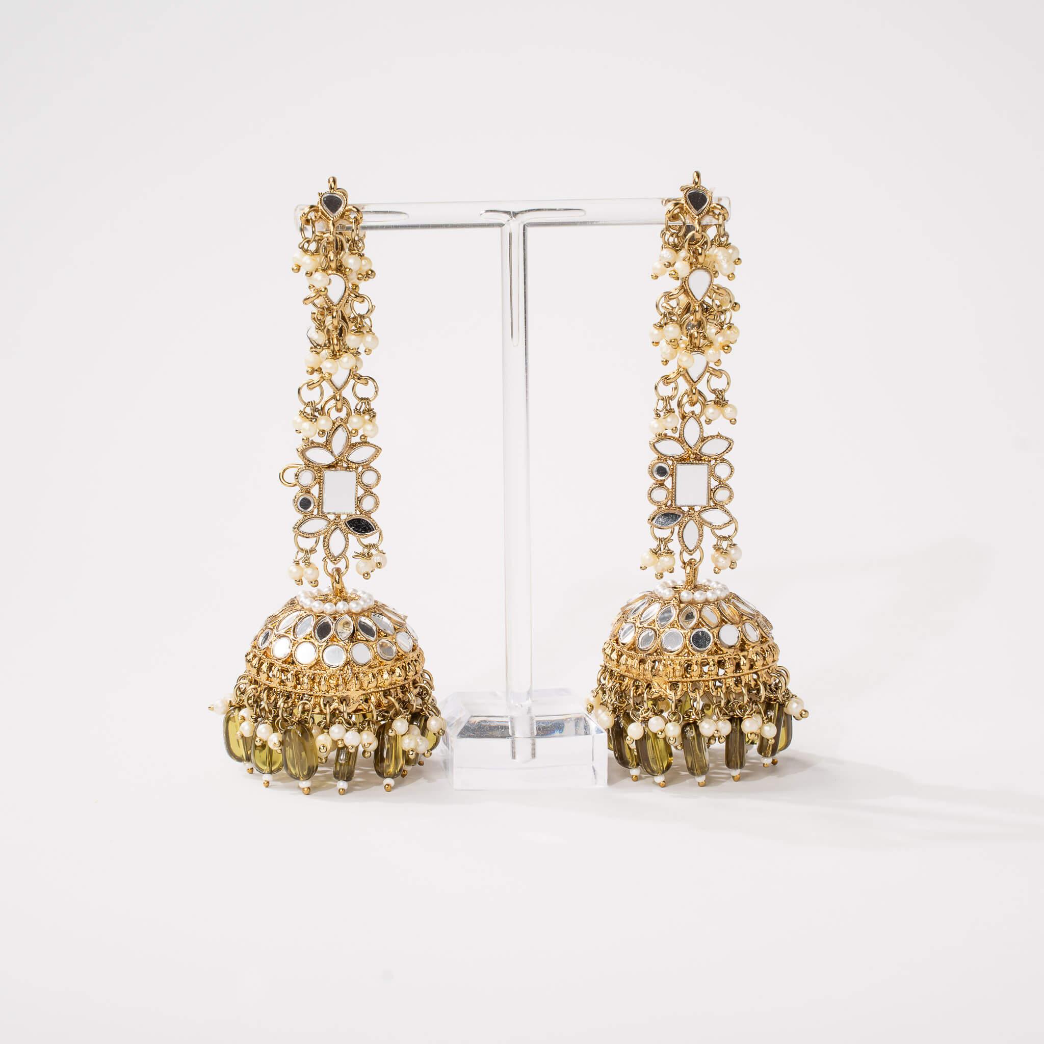 Ameerah Mirror Jhumkie Earrings - MAHARANI